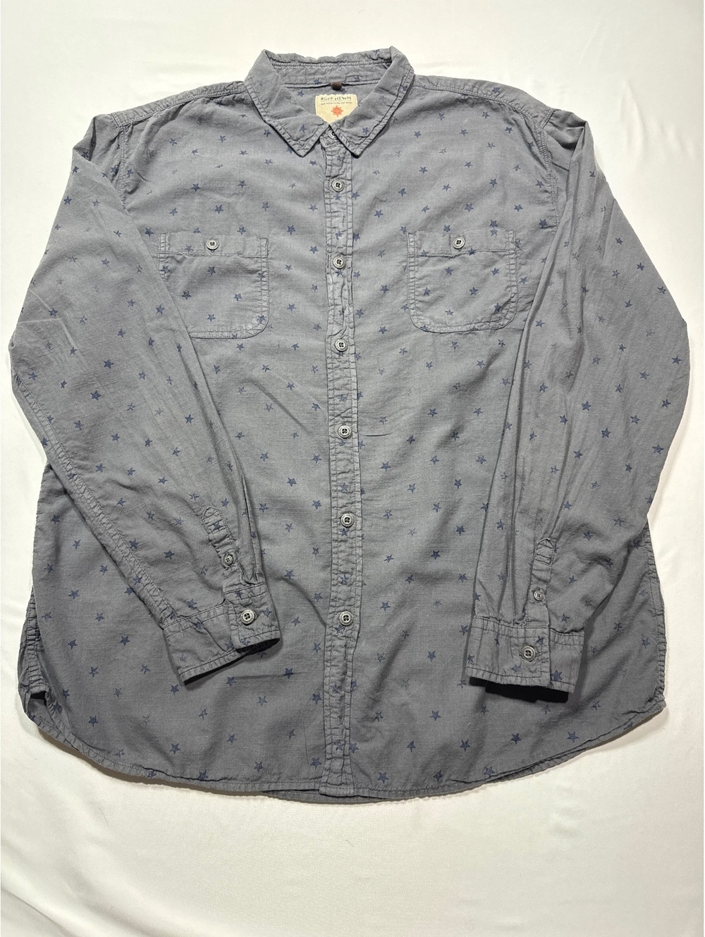 Ruff Hewn XL Blue Starry Button-Up Shirt - Made in India,  1
